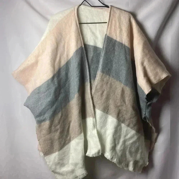 UNBRANDED SOFT OPEN FRONT PONCH WRAP SOFT AND COMFY ONE SIZE SOFT MUTED COLORS - Picture 3 of 11